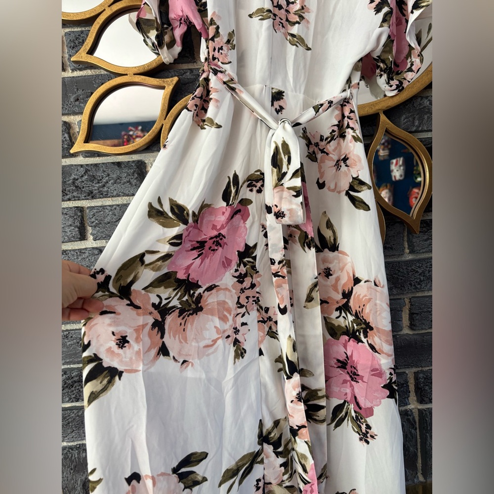 White and Pink Floral Maxi Dress - Picture 7 of 8